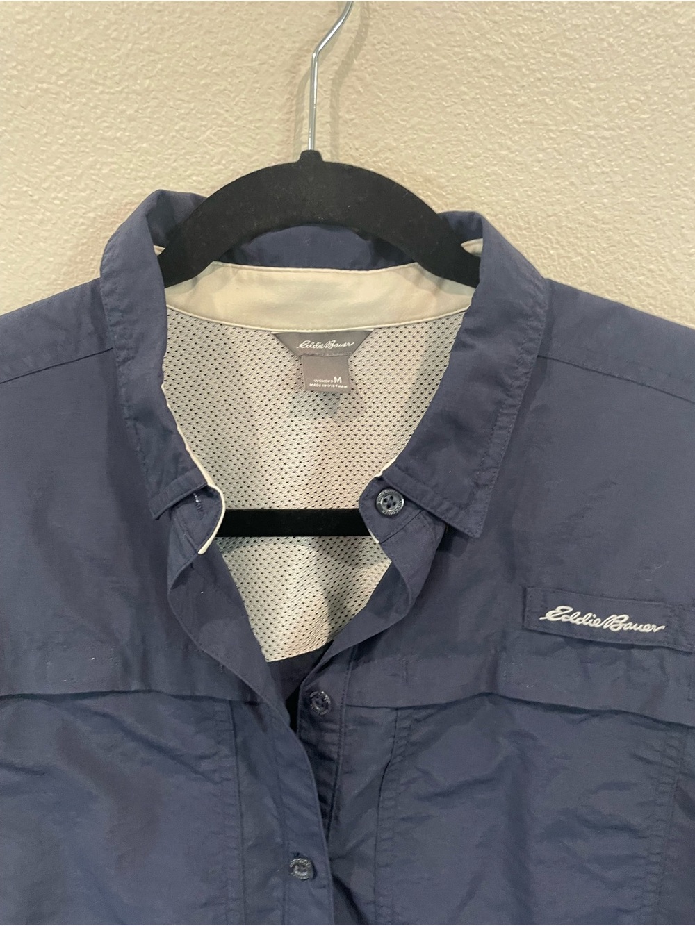 Eddie Bauer Navy Button-Down Performance Outdoor Shirt - Picture 4 of 8